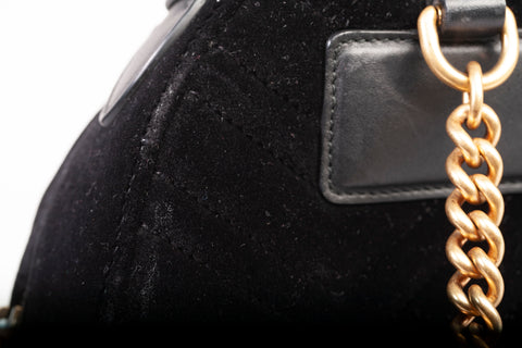 Authentic Black Gucci Velvet Matelasse GG Marmont Dome Backpack