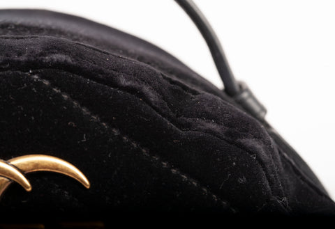 Authentic Black Gucci Velvet Matelasse GG Marmont Dome Backpack