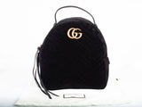 Authentic Black Gucci Velvet Matelasse GG Marmont Dome Backpack