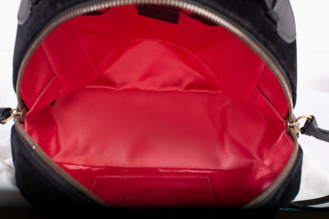 Authentic Black Gucci Velvet Matelasse GG Marmont Dome Backpack