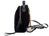 Authentic Black Gucci Velvet Matelasse GG Marmont Dome Backpack