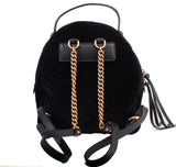 Authentic Black Gucci Velvet Matelasse GG Marmont Dome Backpack