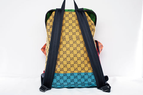 Authentic Gucci Multi-Color GG Canvas Three Pocket Large Backpack