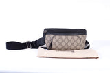 Authentic GUCCI GG Supreme Monogram Leather Black Trim Belt Bag XS/S