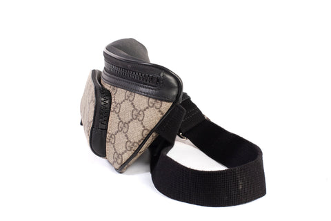Authentic GUCCI GG Supreme Monogram Leather Black Trim Belt Bag XS/S