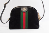 Authentic Gucci GG Ophidia Small Black Suede Shoulder Bag
