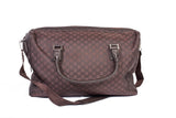 Authentic Gucci Dark Brown GG Nylon Weekender Duffel Bag