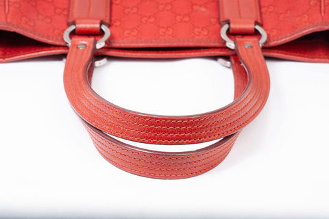 Authentic Red Gucci GG Canvas Small Tote Bag