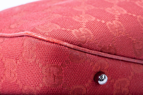 Authentic Red Gucci GG Canvas Small Tote Bag