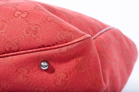 Authentic Red Gucci GG Canvas Small Tote Bag