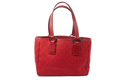 Authentic Red Gucci GG Canvas Small Tote Bag