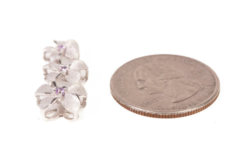 Ladies 14k White Gold Past, Present & Future Plumerias Pendant