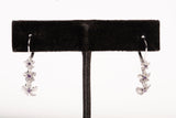 Ladies 14k White Gold Past, Present & Future Plumeria Dangle Earrings
