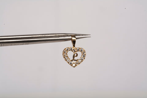 Ladies 10k Yellow Gold Cubic Zirconia Heart "L" Pendant