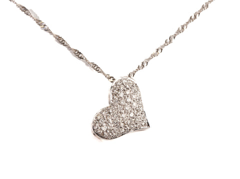 Ladies 18k White Gold Diamond Cluster Pendant