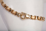 Ladies 14k Yellow Gold Hearts & Kisses Link Bracelet
