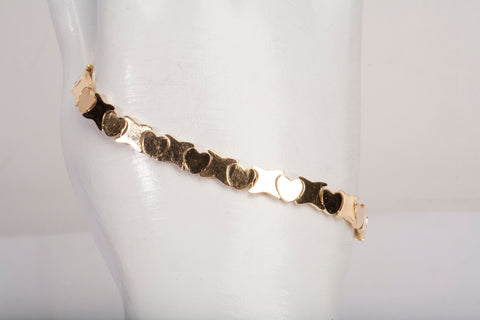 Ladies 14k Yellow Gold Hearts & Kisses Link Bracelet