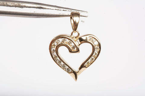 Ladies 14k Yellow Gold Heart Diamond Accents Pendant