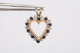 Ladies 10k Yellow Gold Sapphire & Diamond Heart Pendant