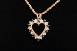 Ladies 10k Yellow Gold Sapphire & Diamond Heart Pendant