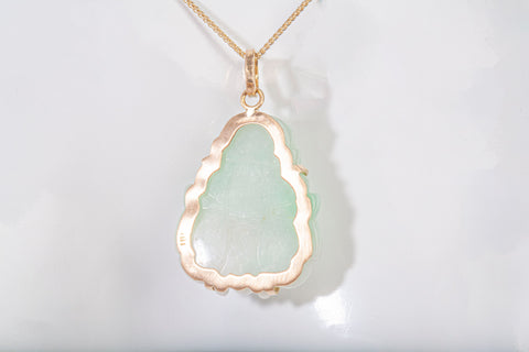 18k Yellow Gold Jade Buddha Pendant