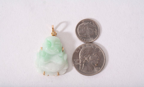 18k Yellow Gold Jade Buddha Pendant