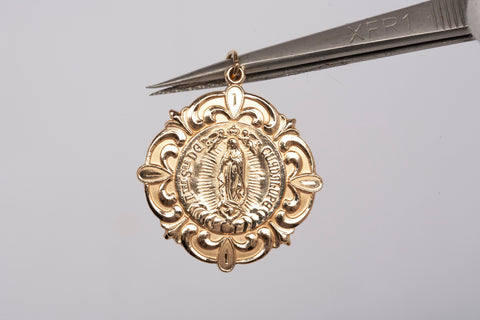 14k Yellow Gold Lady of Guadalupe Pendant