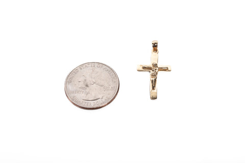 Small Unisex Crucifix Pendant 14k Yellow Gold