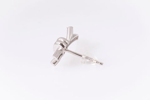Ladies 18k White Gold Knot Stud Earrings