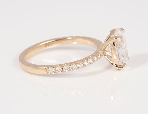 14k Yellow Gold Lab Grown Oval Cut 2.51 carat Diamond Engagement Ring
