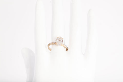 Ladies Lab Grown Oval Cut 14k Yellow Gold 2.50 Carat Diamond Engagement Ring