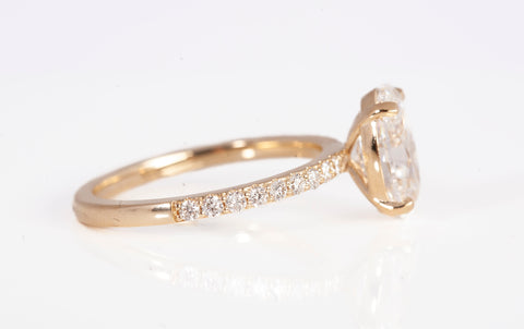Ladies Lab Grown Oval Cut 14k Yellow Gold 2.50 Carat Diamond Engagement Ring