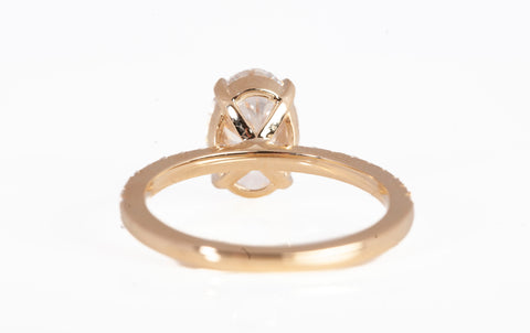 Ladies Lab Grown Oval Cut 14k Yellow Gold 2.50 Carat Diamond Engagement Ring