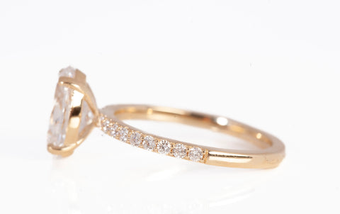 Ladies Lab Grown Oval Cut 14k Yellow Gold 2.50 Carat Diamond Engagement Ring