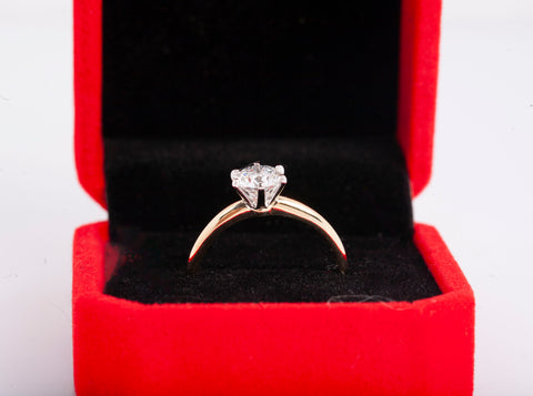 14k Yellow Gold Lab Grown Classic Simple Solitaire Round Cut Engagement Ring