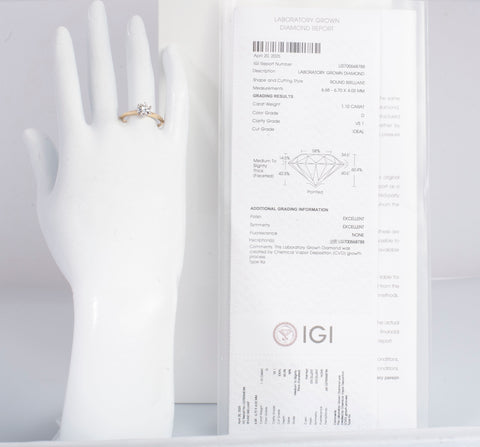 14k Yellow Gold Lab Grown Classic Simple Solitaire Round Cut Engagement Ring