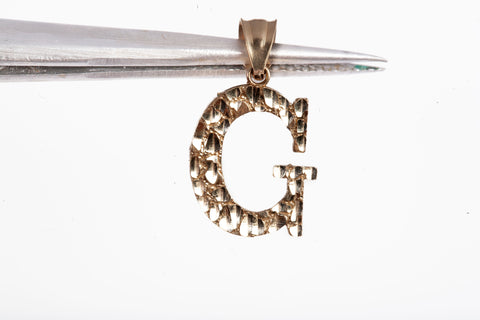 10k Yellow Gold Diamond Cut Letter G Pendant