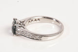 Ladies .950 Platinum Blue Green Sapphire with Diamond Accents Ring