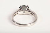 Ladies .950 Platinum Blue Green Sapphire with Diamond Accents Ring