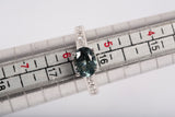 Ladies .950 Platinum Blue Green Sapphire with Diamond Accents Ring