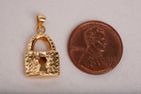 Ladies 18k Yellow Gold Lock Charm Pendant
