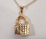 Ladies 18k Yellow Gold Lock Charm Pendant
