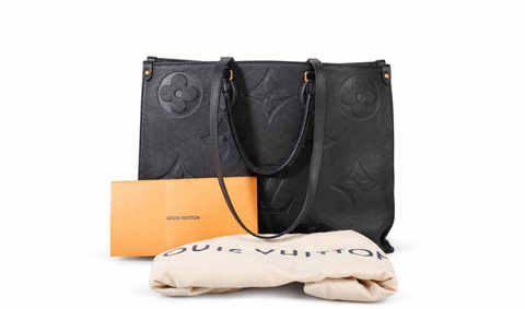 Authentic Louis Vuitton Black Monogram Empreinte Giant OnTheGo MM Tote Bag