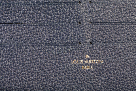 Authentic Louis Vuitton Felicie Pochette Monogram Navy Blue Empriente Leather Crossbody Bag
