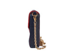 Authentic Louis Vuitton Felicie Pochette Monogram Navy Blue Empriente Leather Crossbody Bag