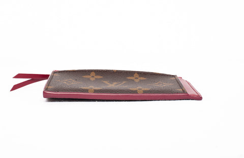 Authentic Louis Vuitton Fuchsia Monogram Canvas Zippered Card Holder