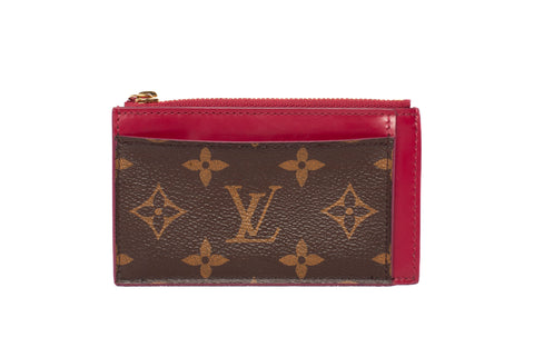 Authentic Louis Vuitton Fuchsia Monogram Canvas Zippered Card Holder