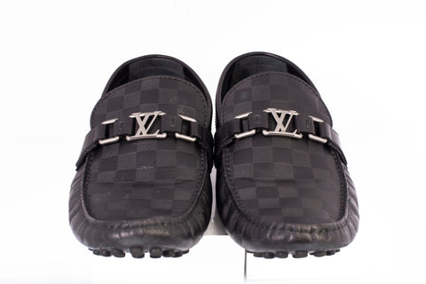 Authentic Louis Vuitton Damier Graphite Hockenheim Moccasin Loafers