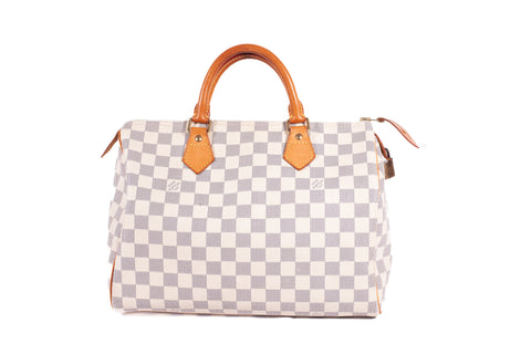 Authentic Louis Vuitton Damier Azur Canvas Speedy 30 Handbag