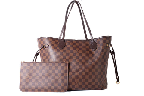 Authentic Louis Vuitton Neverfull MM Damier Ebene Canvas Tote Bag